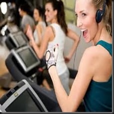 happy treadmill lady